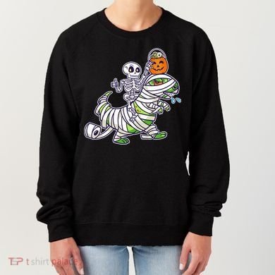 Skeleton Riding T-Rex Halloween Women's Sweatshirt