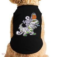 Skeleton Riding T-Rex Halloween Doggie Tank thumb 0