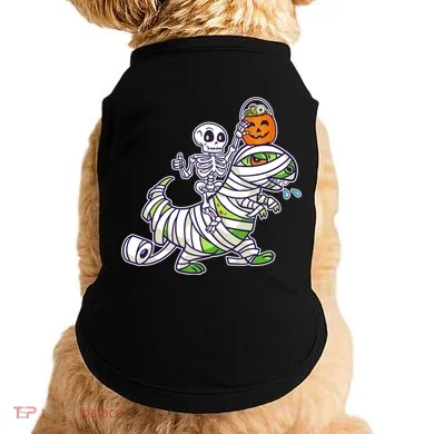 Skeleton Riding T-Rex Halloween Doggie Tank