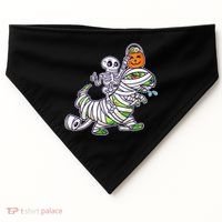 Skeleton Riding T-Rex Halloween USA-Made Doggie Bandana thumb 0