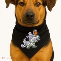 Skeleton Riding T-Rex Halloween USA-Made Doggie Bandana thumb 1