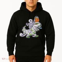 Skeleton Riding T-Rex Halloween Hoodie thumb 2