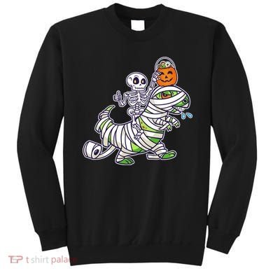 Skeleton Riding T-Rex Halloween Sweatshirt