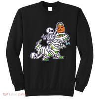 Skeleton Riding T-Rex Halloween Sweatshirt thumb 0