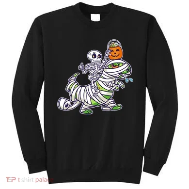 Skeleton Riding T-Rex Halloween Sweatshirt