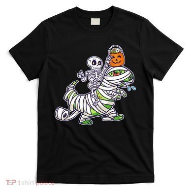 Skeleton Riding T-Rex Halloween T-Shirt