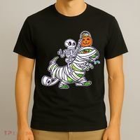 Skeleton Riding T-Rex Halloween T-Shirt thumb 3