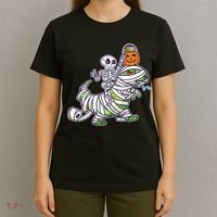 Skeleton Riding T-Rex Halloween T-Shirt thumb 4