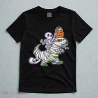 Skeleton Riding T-Rex Halloween T-Shirt thumb 5