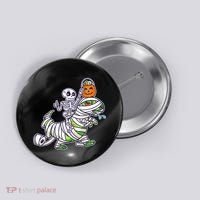 Skeleton Riding T-Rex Halloween Button thumb 0