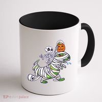 Skeleton Riding T-Rex Halloween Coffee Mug thumb 1