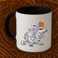 Skeleton Riding T-Rex Halloween Coffee Mug thumb 2