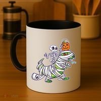 Skeleton Riding T-Rex Halloween Coffee Mug thumb 4