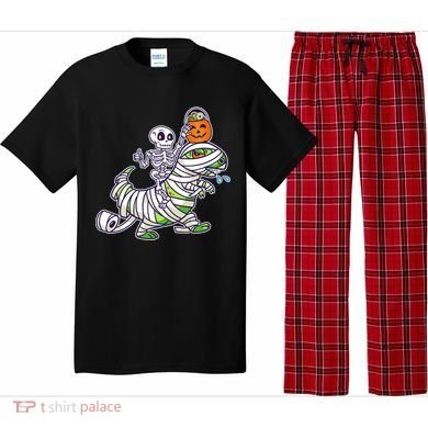 Skeleton Riding T-Rex Halloween Pajama Set