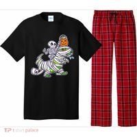 Skeleton Riding T-Rex Halloween Pajama Set thumb 0