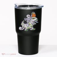 Skeleton Riding T-Rex Halloween Tumbler thumb 0