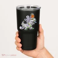 Skeleton Riding T-Rex Halloween Tumbler thumb 2