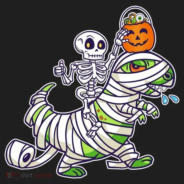 Skeleton Riding T-Rex Halloween Tumbler