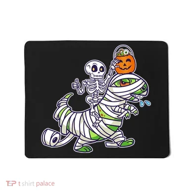 Skeleton Riding T-Rex Halloween Mousepad