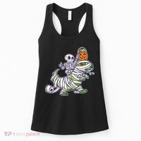 Skeleton Riding T-Rex Halloween Women's Tank Top thumb 0
