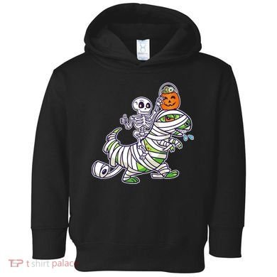 Skeleton Riding T-Rex Halloween Toddler Hoodie