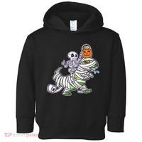 Skeleton Riding T-Rex Halloween Toddler Hoodie thumb 0