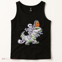 Skeleton Riding T-Rex Halloween Tank Top thumb 2
