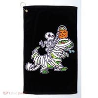 Skeleton Riding T-Rex Halloween Golf Towel thumb 0