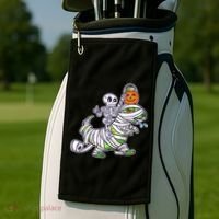 Skeleton Riding T-Rex Halloween Golf Towel thumb 2