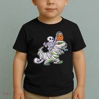 Skeleton Riding T-Rex Halloween Toddler T-Shirt thumb 2