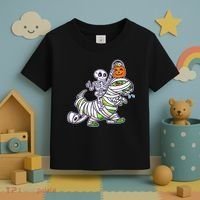 Skeleton Riding T-Rex Halloween Toddler T-Shirt thumb 3