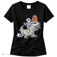 Skeleton Riding T-Rex Halloween Women's T-Shirt thumb 0