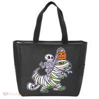 Skeleton Riding T-Rex Halloween Tote Bag thumb 0