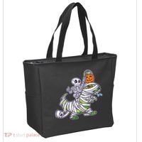 Skeleton Riding T-Rex Halloween Tote Bag thumb 2