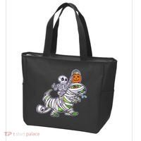 Skeleton Riding T-Rex Halloween Tote Bag thumb 3