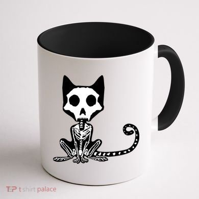 Skeleton X-Ray Cat Day Of The Dead Coffee Mug back