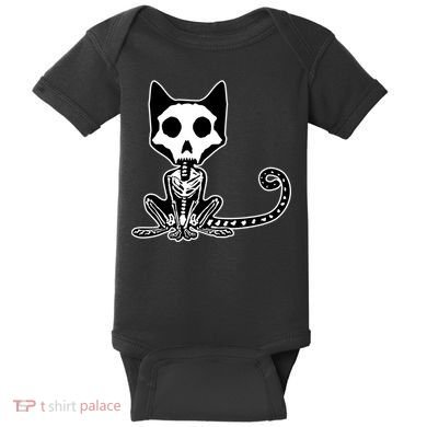 Skeleton X-Ray Cat Day Of The Dead Baby Bodysuit