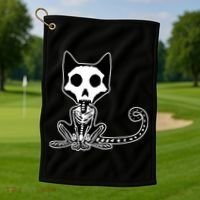 Skeleton X-Ray Cat Day Of The Dead Golf Towel thumb 1