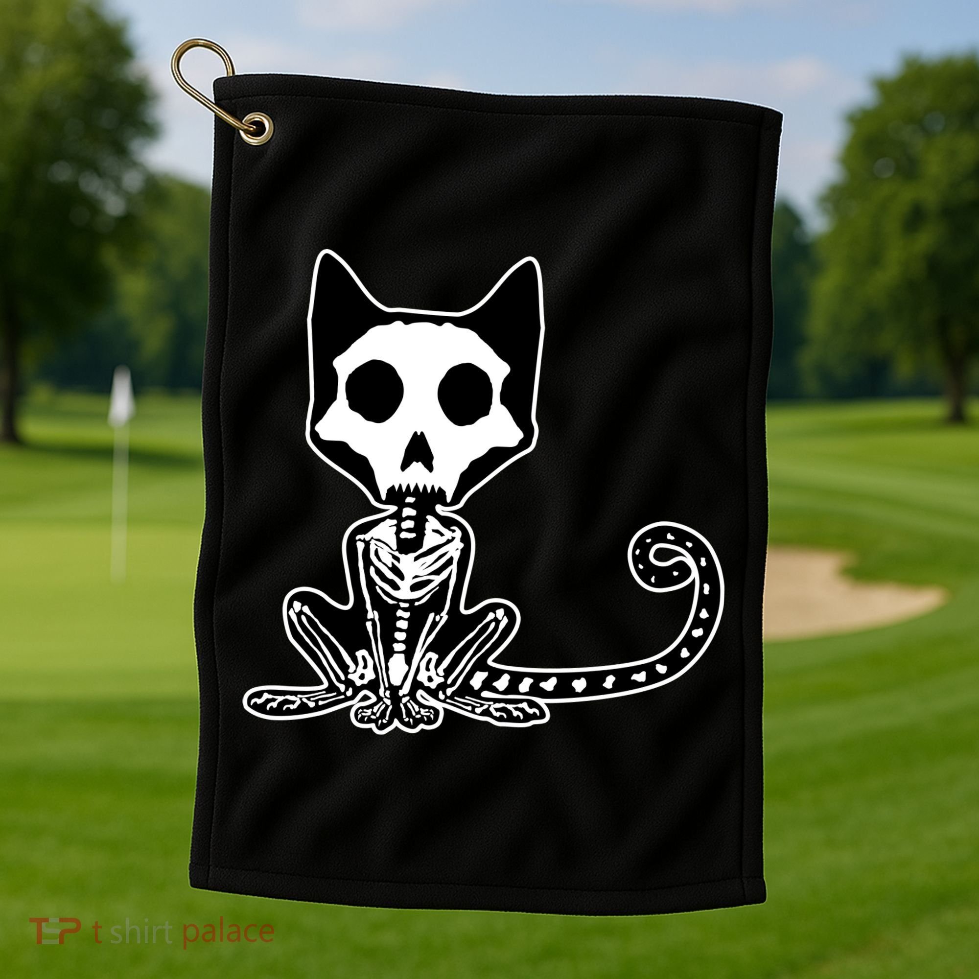 Skeleton X-Ray Cat Day Of The Dead Golf Towel