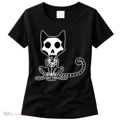 Skeleton X-Ray Cat Day Of The Dead Women's T-Shirt