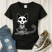 Skeleton X-Ray Cat Day Of The Dead Women's T-Shirt thumb 3