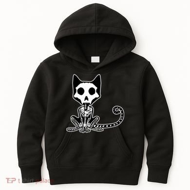 Skeleton X-Ray Cat Day Of The Dead Kids Hoodie