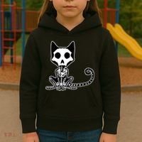 Skeleton X-Ray Cat Day Of The Dead Kids Hoodie thumb 3