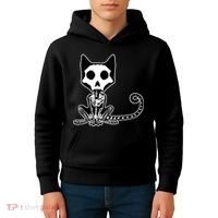 Skeleton X-Ray Cat Day Of The Dead Kids Hoodie thumb 4