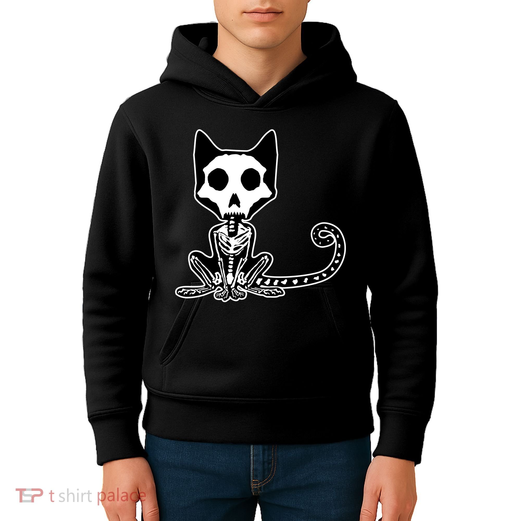 Skeleton X-Ray Cat Day Of The Dead Kids Hoodie