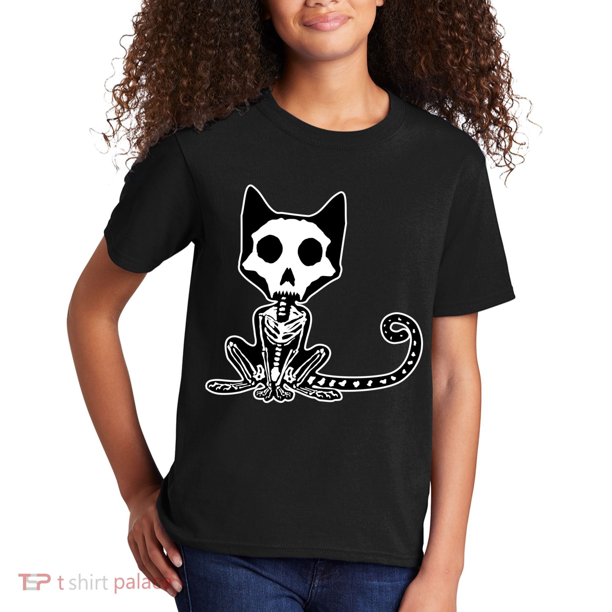 Skeleton X-Ray Cat Day Of The Dead Kids T-Shirt