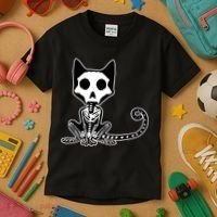 Skeleton X-Ray Cat Day Of The Dead Kids T-Shirt thumb 3