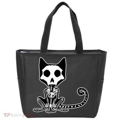Skeleton X-Ray Cat Day Of The Dead Tote Bag