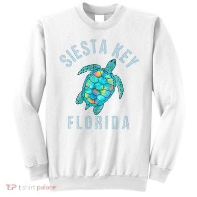 Siesta Key FL Beach Design Sea Turtle Illustration Gift Sweatshirt