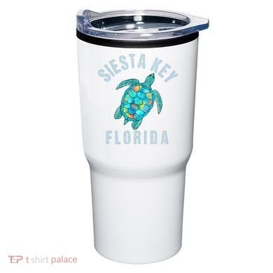 Siesta Key FL Beach Design Sea Turtle Illustration Gift Tumbler